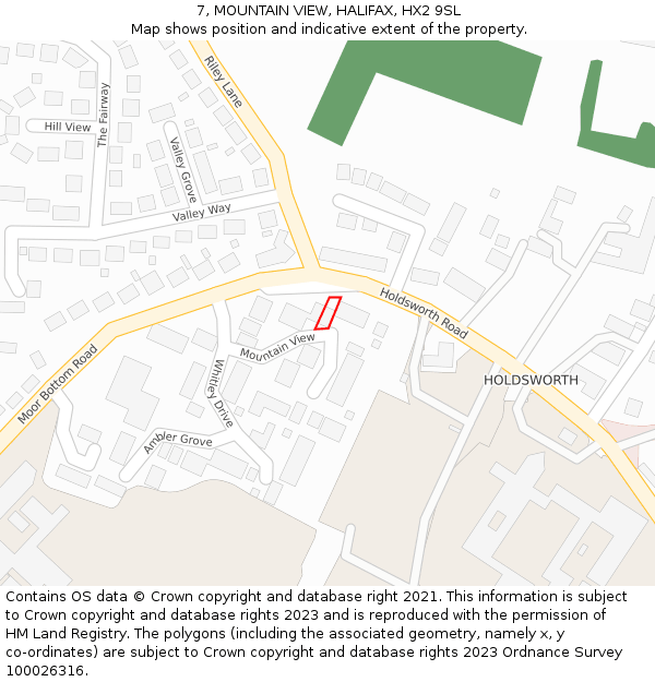 7, MOUNTAIN VIEW, HALIFAX, HX2 9SL: Location map and indicative extent of plot