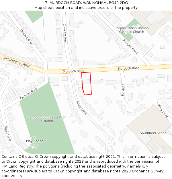 7, MURDOCH ROAD, WOKINGHAM, RG40 2DG: Location map and indicative extent of plot