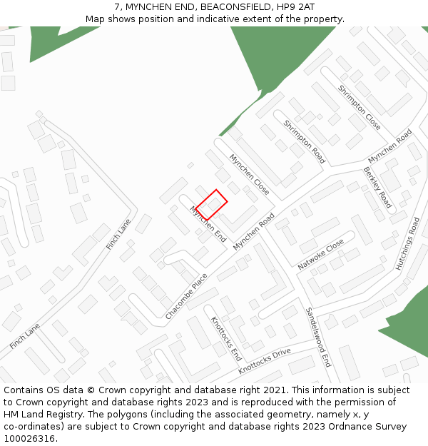 7, MYNCHEN END, BEACONSFIELD, HP9 2AT: Location map and indicative extent of plot