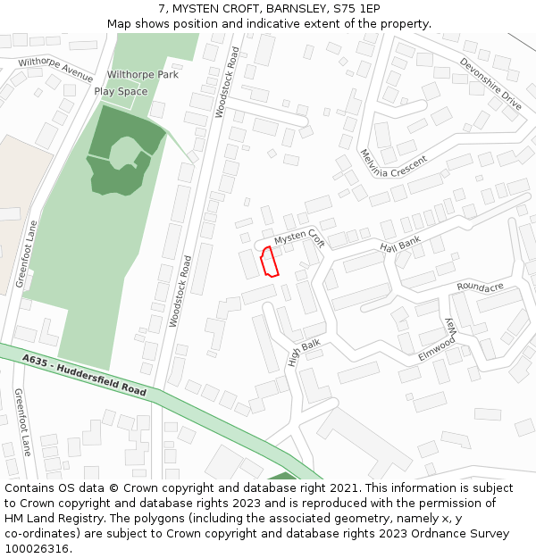 7, MYSTEN CROFT, BARNSLEY, S75 1EP: Location map and indicative extent of plot