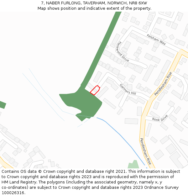 7, NABER FURLONG, TAVERHAM, NORWICH, NR8 6XW: Location map and indicative extent of plot