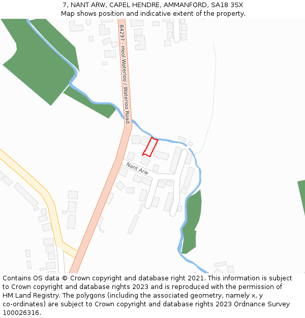 7, NANT ARW, CAPEL HENDRE, AMMANFORD, SA18 3SX: Location map and indicative extent of plot