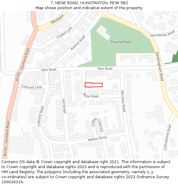 7, NENE ROAD, HUNSTANTON, PE36 5BZ: Location map and indicative extent of plot