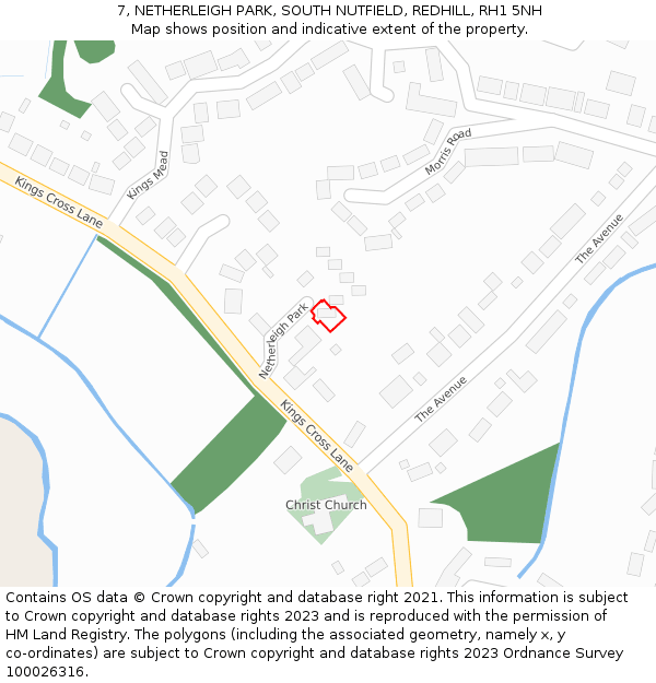 7, NETHERLEIGH PARK, SOUTH NUTFIELD, REDHILL, RH1 5NH: Location map and indicative extent of plot
