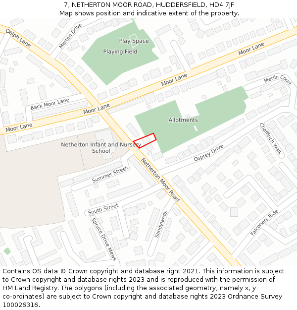 7, NETHERTON MOOR ROAD, HUDDERSFIELD, HD4 7JF: Location map and indicative extent of plot