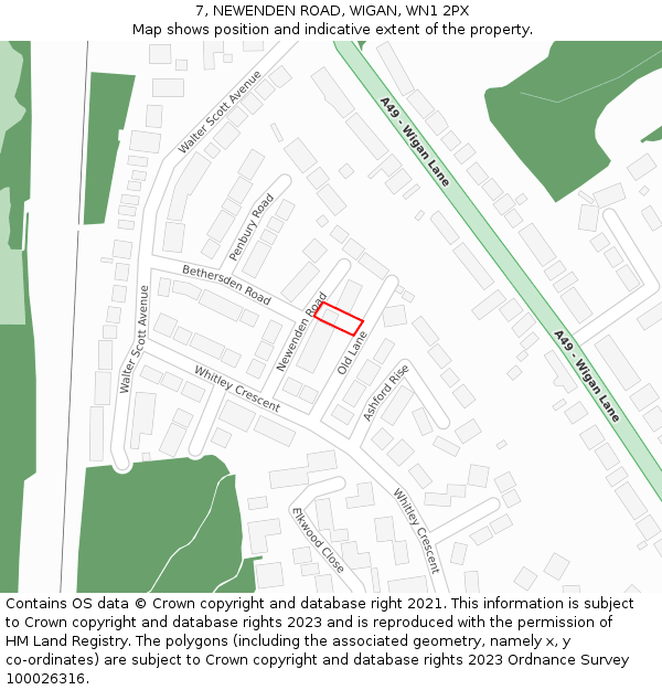 7, NEWENDEN ROAD, WIGAN, WN1 2PX: Location map and indicative extent of plot