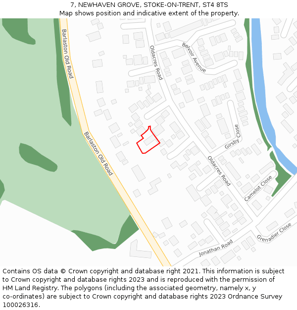 7, NEWHAVEN GROVE, STOKE-ON-TRENT, ST4 8TS: Location map and indicative extent of plot