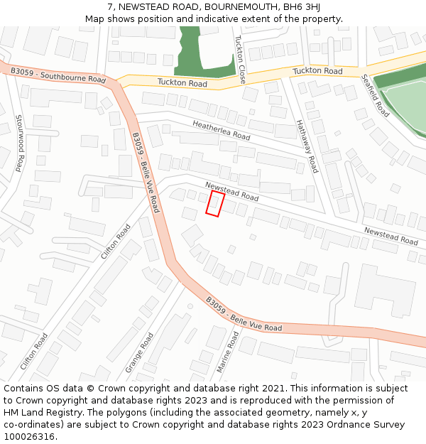 7, NEWSTEAD ROAD, BOURNEMOUTH, BH6 3HJ: Location map and indicative extent of plot