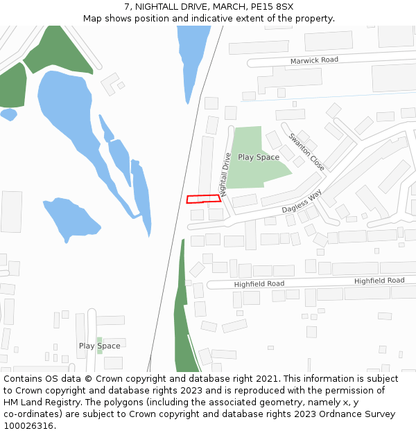 7, NIGHTALL DRIVE, MARCH, PE15 8SX: Location map and indicative extent of plot