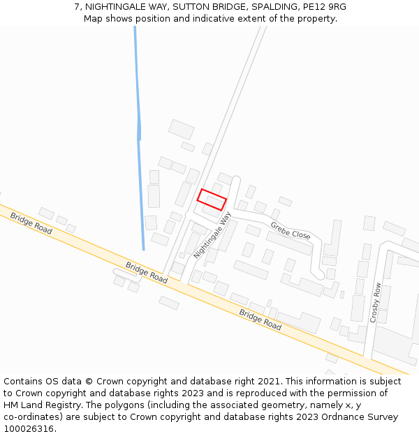 7, NIGHTINGALE WAY, SUTTON BRIDGE, SPALDING, PE12 9RG: Location map and indicative extent of plot