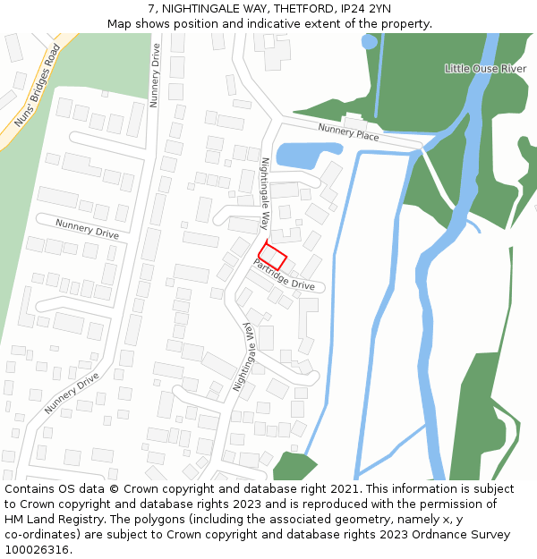 7, NIGHTINGALE WAY, THETFORD, IP24 2YN: Location map and indicative extent of plot