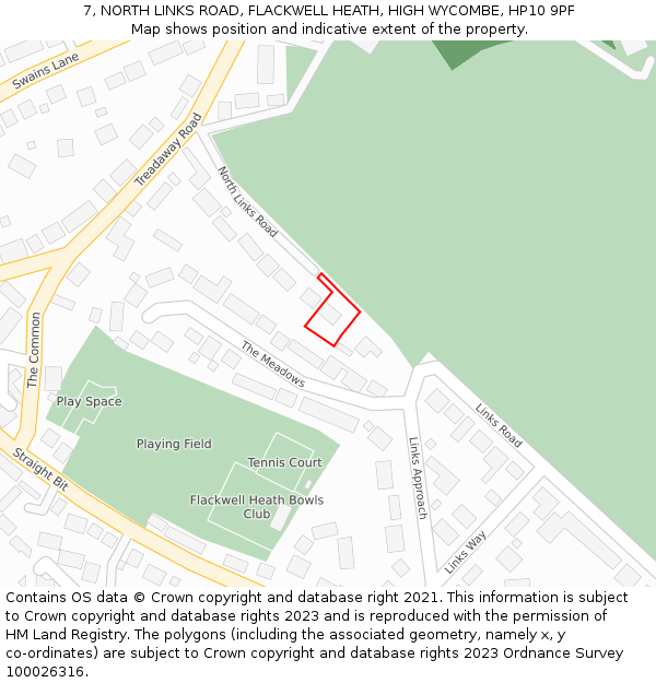 7, NORTH LINKS ROAD, FLACKWELL HEATH, HIGH WYCOMBE, HP10 9PF: Location map and indicative extent of plot