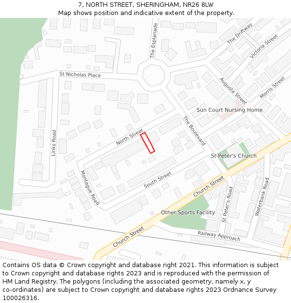 7, NORTH STREET, SHERINGHAM, NR26 8LW: Location map and indicative extent of plot