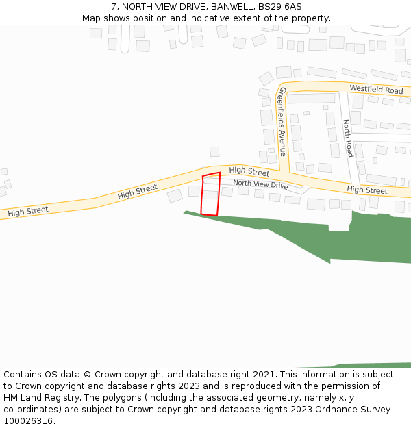7, NORTH VIEW DRIVE, BANWELL, BS29 6AS: Location map and indicative extent of plot