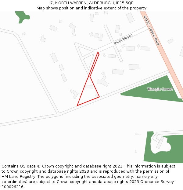 7, NORTH WARREN, ALDEBURGH, IP15 5QF: Location map and indicative extent of plot