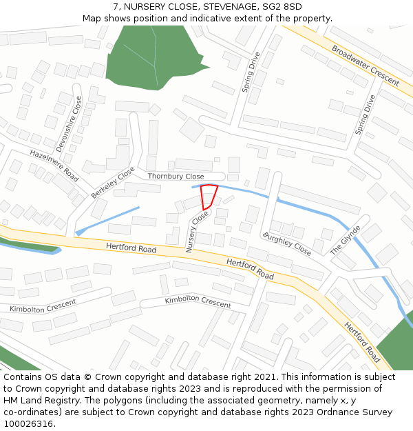 7, NURSERY CLOSE, STEVENAGE, SG2 8SD: Location map and indicative extent of plot