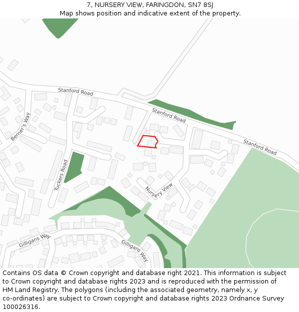 7, NURSERY VIEW, FARINGDON, SN7 8SJ: Location map and indicative extent of plot