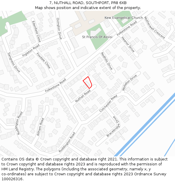 7, NUTHALL ROAD, SOUTHPORT, PR8 6XB: Location map and indicative extent of plot