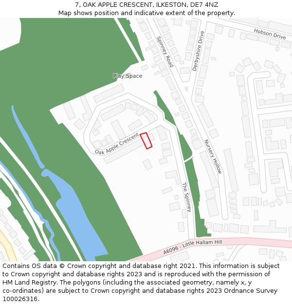 7, OAK APPLE CRESCENT, ILKESTON, DE7 4NZ: Location map and indicative extent of plot