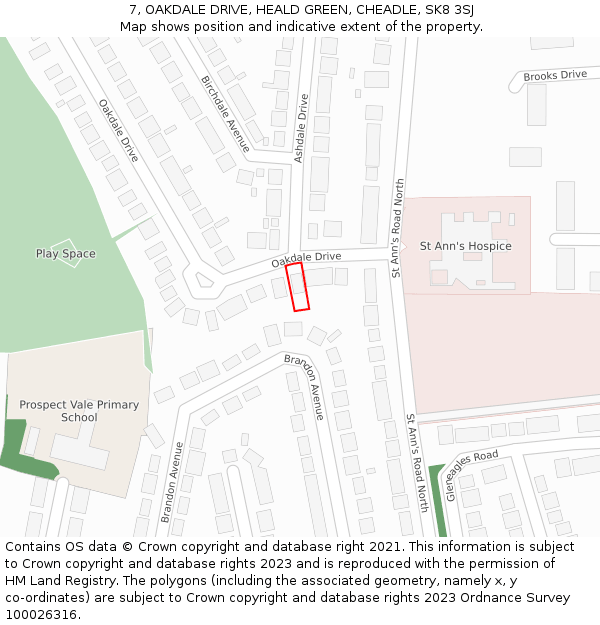 7, OAKDALE DRIVE, HEALD GREEN, CHEADLE, SK8 3SJ: Location map and indicative extent of plot