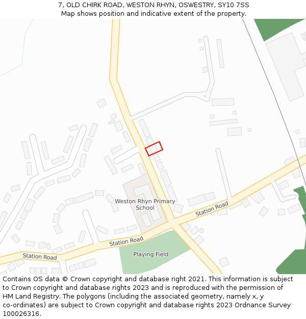 7, OLD CHIRK ROAD, WESTON RHYN, OSWESTRY, SY10 7SS: Location map and indicative extent of plot