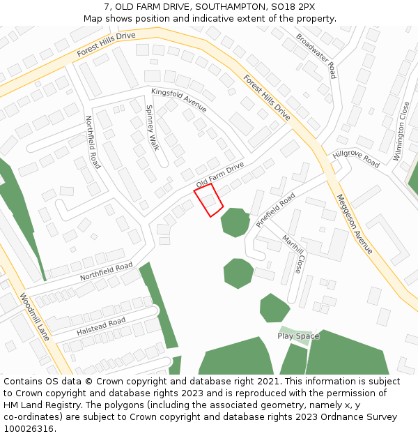 7, OLD FARM DRIVE, SOUTHAMPTON, SO18 2PX: Location map and indicative extent of plot