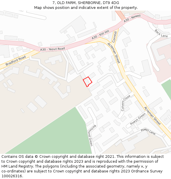 7, OLD FARM, SHERBORNE, DT9 4DG: Location map and indicative extent of plot