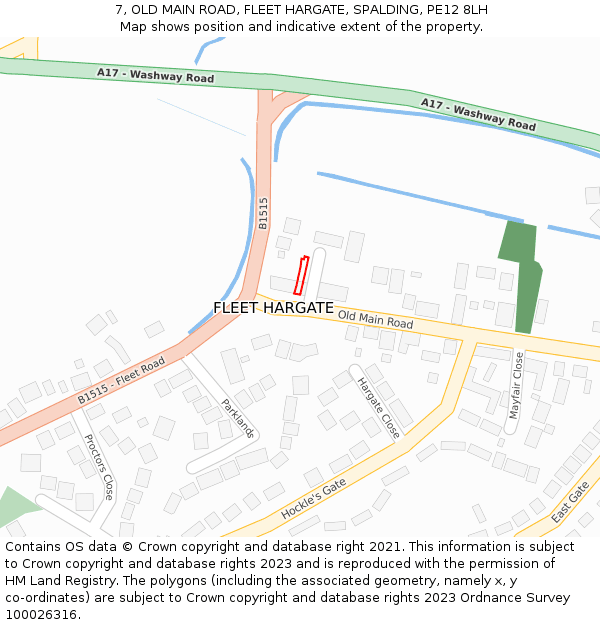 7, OLD MAIN ROAD, FLEET HARGATE, SPALDING, PE12 8LH: Location map and indicative extent of plot