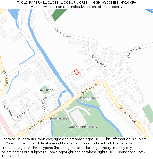 7, OLD PAPERMILL CLOSE, WOOBURN GREEN, HIGH WYCOMBE, HP10 0FH: Location map and indicative extent of plot