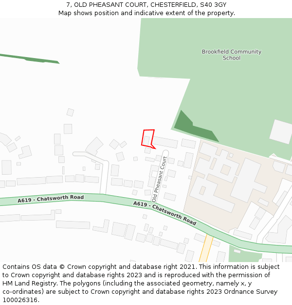 7, OLD PHEASANT COURT, CHESTERFIELD, S40 3GY: Location map and indicative extent of plot