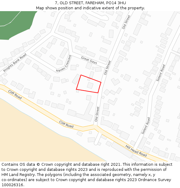 7, OLD STREET, FAREHAM, PO14 3HU: Location map and indicative extent of plot