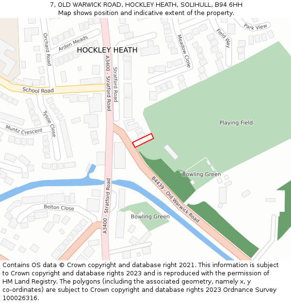 7, OLD WARWICK ROAD, HOCKLEY HEATH, SOLIHULL, B94 6HH: Location map and indicative extent of plot