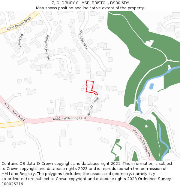 7, OLDBURY CHASE, BRISTOL, BS30 6DY: Location map and indicative extent of plot