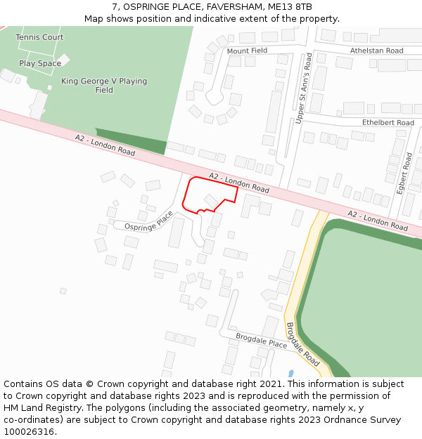 7, OSPRINGE PLACE, FAVERSHAM, ME13 8TB: Location map and indicative extent of plot