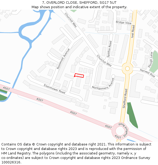 7, OVERLORD CLOSE, SHEFFORD, SG17 5UT: Location map and indicative extent of plot