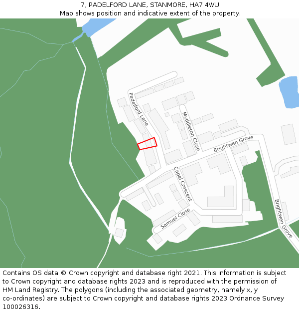 7, PADELFORD LANE, STANMORE, HA7 4WU: Location map and indicative extent of plot