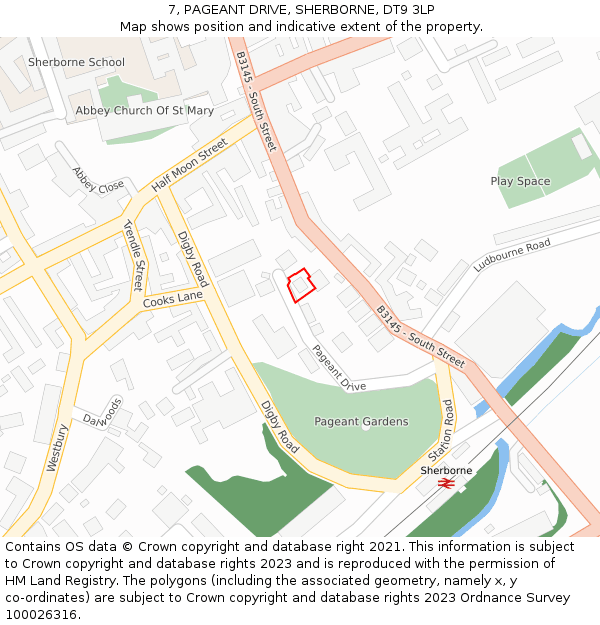7, PAGEANT DRIVE, SHERBORNE, DT9 3LP: Location map and indicative extent of plot