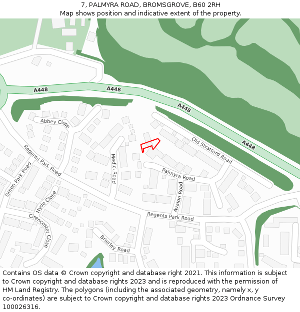 7, PALMYRA ROAD, BROMSGROVE, B60 2RH: Location map and indicative extent of plot