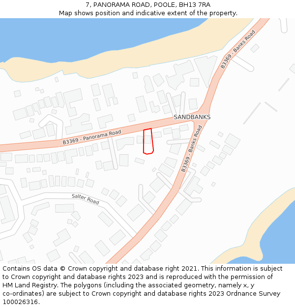 7, PANORAMA ROAD, POOLE, BH13 7RA: Location map and indicative extent of plot