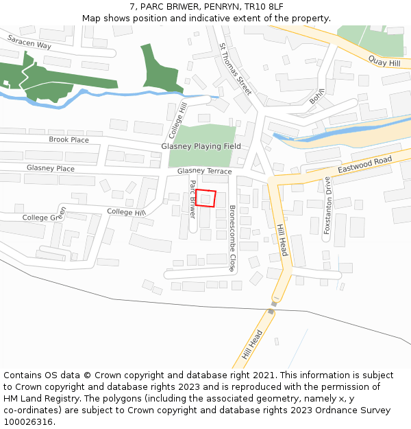 7, PARC BRIWER, PENRYN, TR10 8LF: Location map and indicative extent of plot