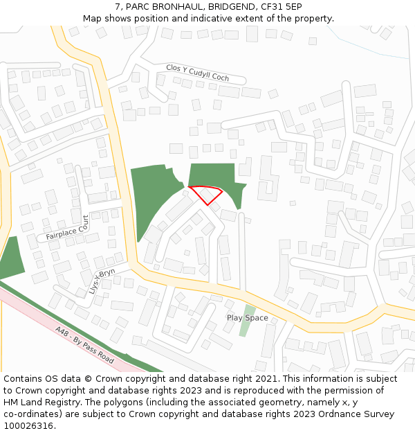 7, PARC BRONHAUL, BRIDGEND, CF31 5EP: Location map and indicative extent of plot