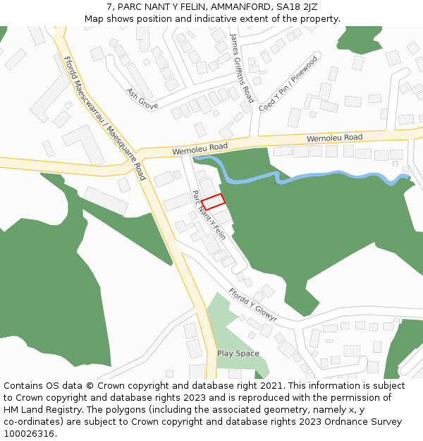7, PARC NANT Y FELIN, AMMANFORD, SA18 2JZ: Location map and indicative extent of plot