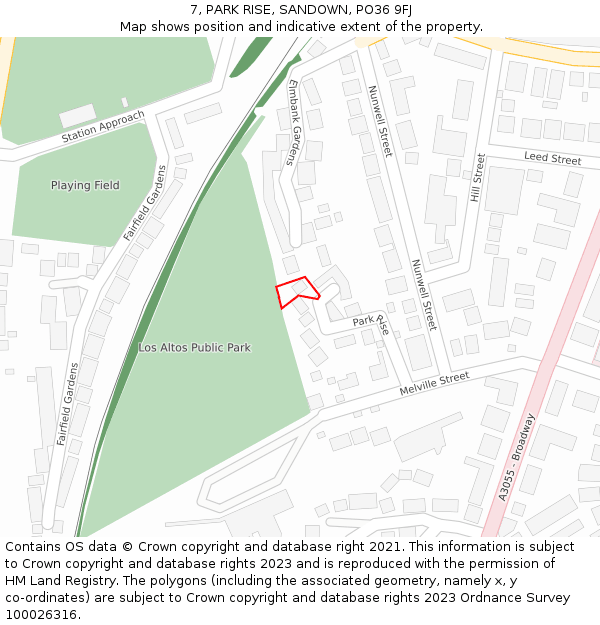 7, PARK RISE, SANDOWN, PO36 9FJ: Location map and indicative extent of plot