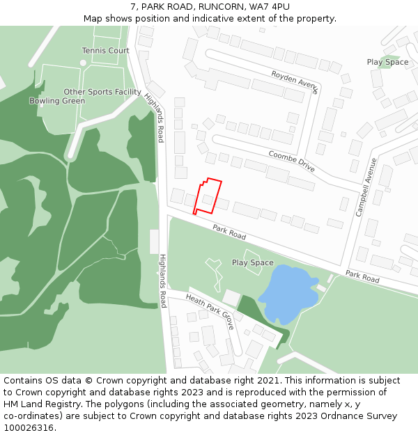 7, PARK ROAD, RUNCORN, WA7 4PU: Location map and indicative extent of plot