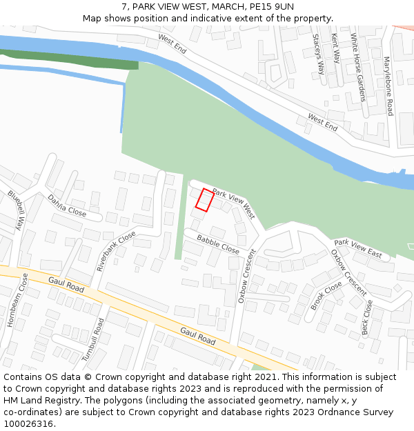 7, PARK VIEW WEST, MARCH, PE15 9UN: Location map and indicative extent of plot