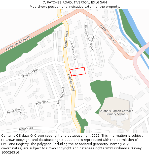 7, PATCHES ROAD, TIVERTON, EX16 5AH: Location map and indicative extent of plot