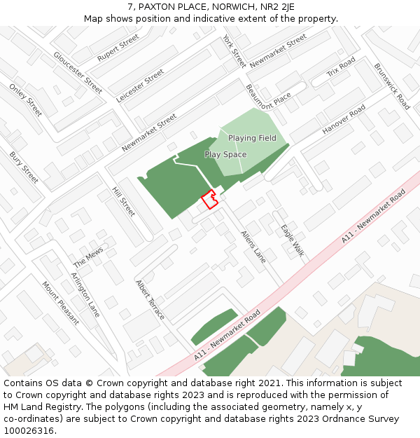 7, PAXTON PLACE, NORWICH, NR2 2JE: Location map and indicative extent of plot