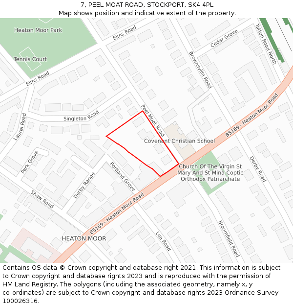 7, PEEL MOAT ROAD, STOCKPORT, SK4 4PL: Location map and indicative extent of plot