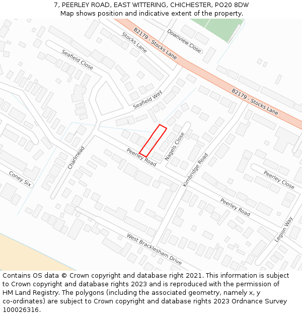 7, PEERLEY ROAD, EAST WITTERING, CHICHESTER, PO20 8DW: Location map and indicative extent of plot