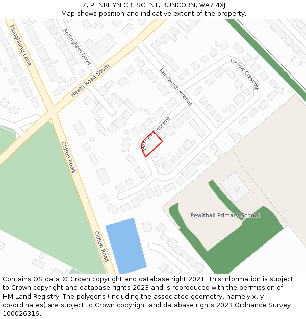 7, PENRHYN CRESCENT, RUNCORN, WA7 4XJ: Location map and indicative extent of plot